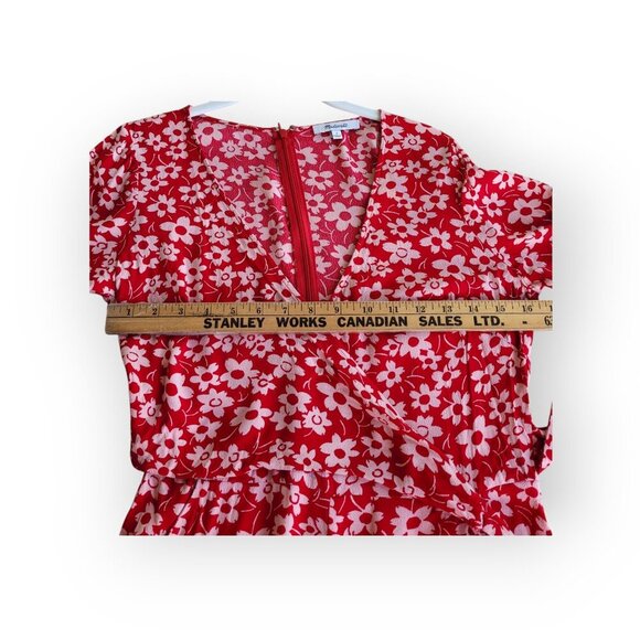 Madewell Red/White Daisy Wrap Romper Size 2 - Picture 8 of 14